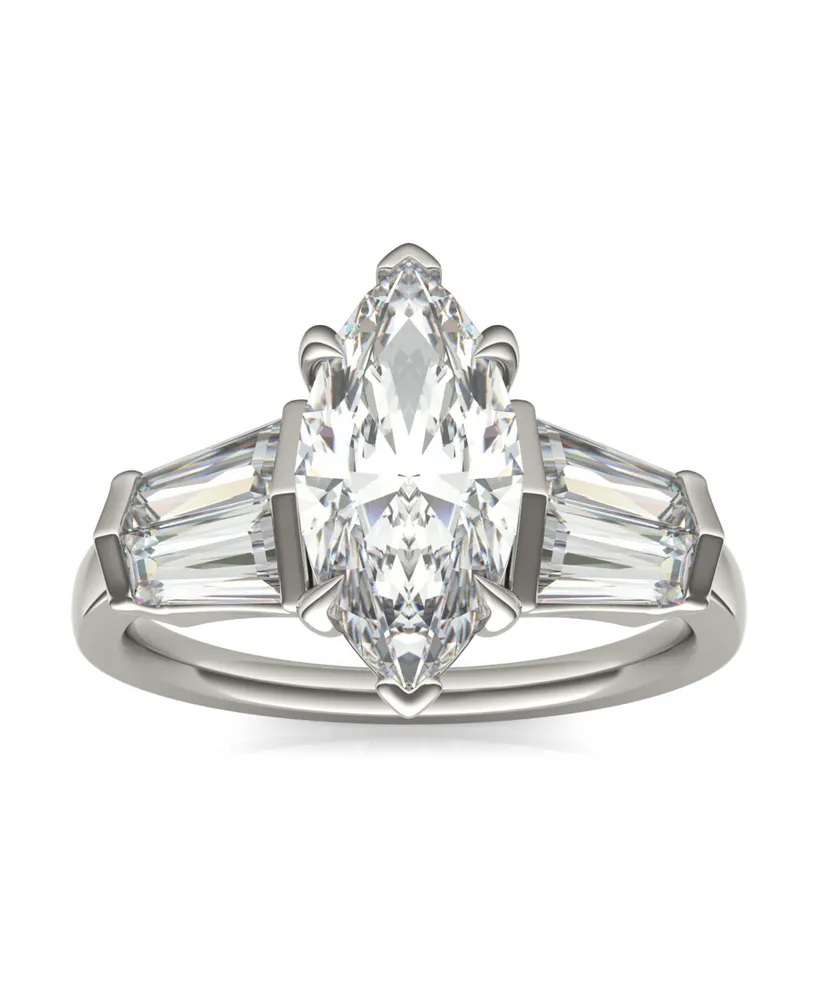 Moissanite Marquise Engagement Ring (3-1/3 Carat Total Weight Diamond Equivalent) 14K White Gold