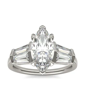 Moissanite Marquise Engagement Ring (3-1/3 Carat Total Weight Diamond Equivalent) 14K White Gold