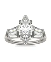 Moissanite Marquise Engagement Ring (3-1/3 Carat Total Weight Diamond Equivalent) 14K White Gold