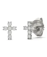 Moissanite Cross Stud Earrings (1/3 Carat Diamond Equivalent Weight) in 14K White Gold