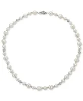 Cultured Freshwater Pearl (5-6mm & 8-9mm) & Crystal 18" Collar Necklace in Sterling Silver