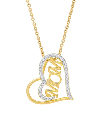 Macy's Women's Diamond Accent 'Mom' Heart Pendant Necklace