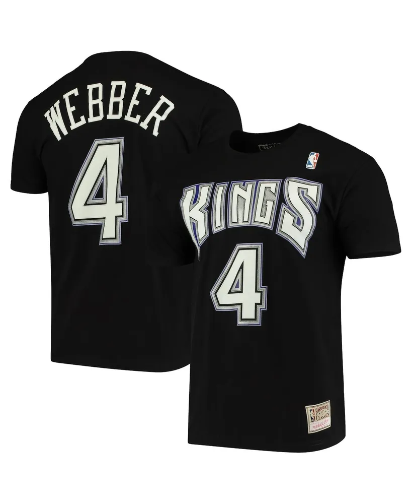 Men's Mitchell & Ness Chris Webber Black Sacramento Kings Hardwood Classics Name and Number Team T-shirt