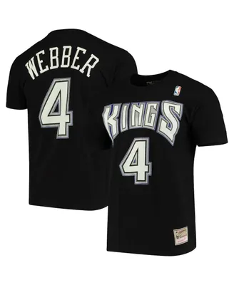Men's Mitchell & Ness Chris Webber Black Sacramento Kings Hardwood Classics Name and Number Team T-shirt