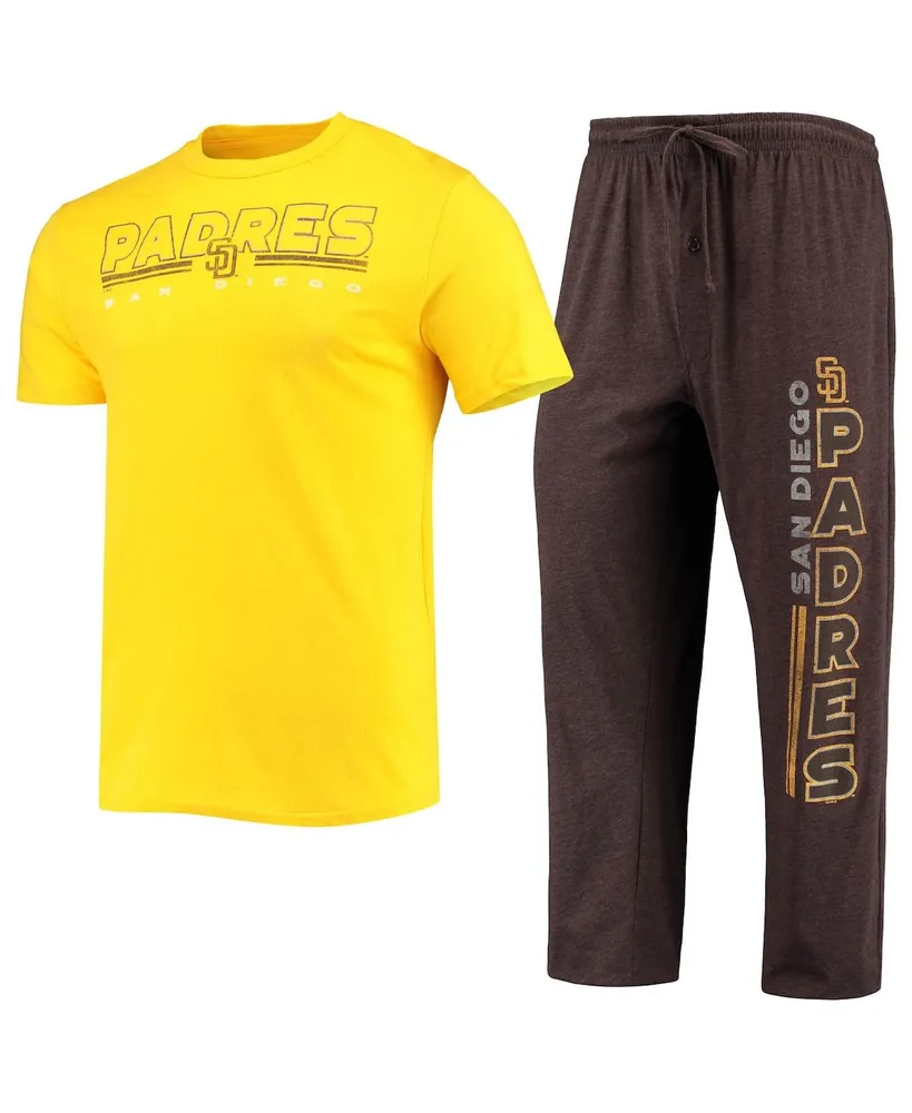 Men's Concepts Sport Brown, Gold San Diego Padres Meter T-shirt and Pants Sleep Set