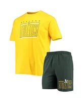 Men's Concepts Sport Green, Gold Oakland Athletics Meter T-shirt and Shorts Sleep Set