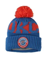 Big Boys New Era Blue Oklahoma City Thunder Sport Cuffed Knit Hat with Pom