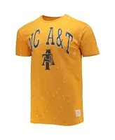 Men's Original Retro Brand Gold North Carolina A&T Aggies Bleach Splatter T-shirt