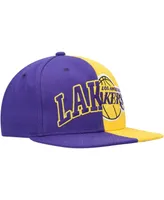 Men's Mitchell & Ness Purple, Gold Los Angeles Lakers Half and Half Snapback Hat