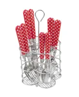 French Home Bistro Picnic Polka Dot Stainless Steel 16 Piece Flatware Set, Service for 4