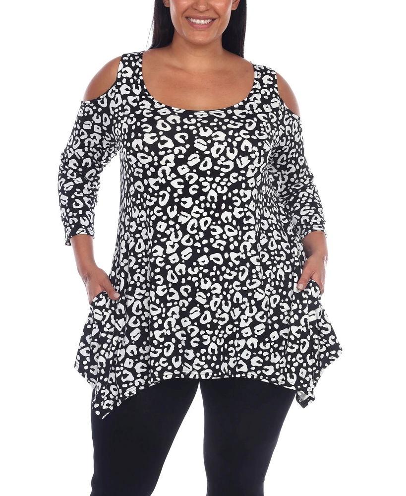 Plus Leopard Cold Shoulder Tunic Top