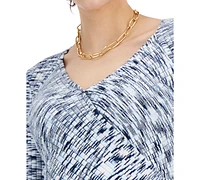 I.n.c. International Concepts Women's Space Dye Surplice Long Sleeve Sweater, Exclusively at Macy's