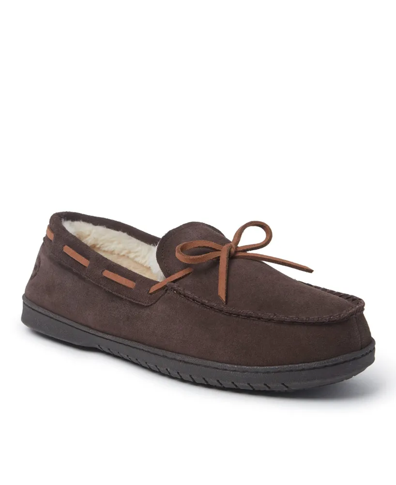 Dearfoams Men's Hudson Genuine Suede Moccasin Slipper