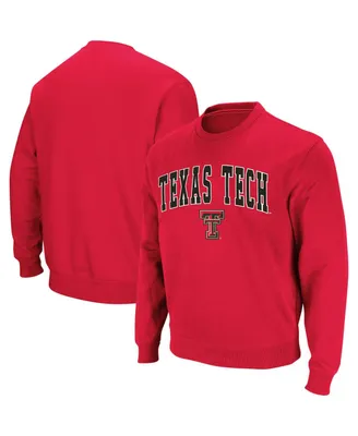 Men's Colosseum Red Texas Tech Raiders Arch Logo Crew Neck Sweatshirt