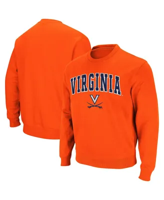 Men's Colosseum Orange Virginia Cavaliers Team Arch Logo Tackle Twill Pullover Sweatshirt