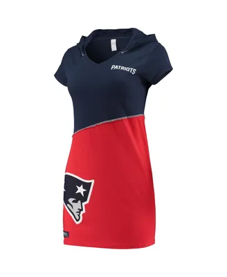 Women's Refried Apparel Navy and Red New England Patriots Hooded Mini Dress