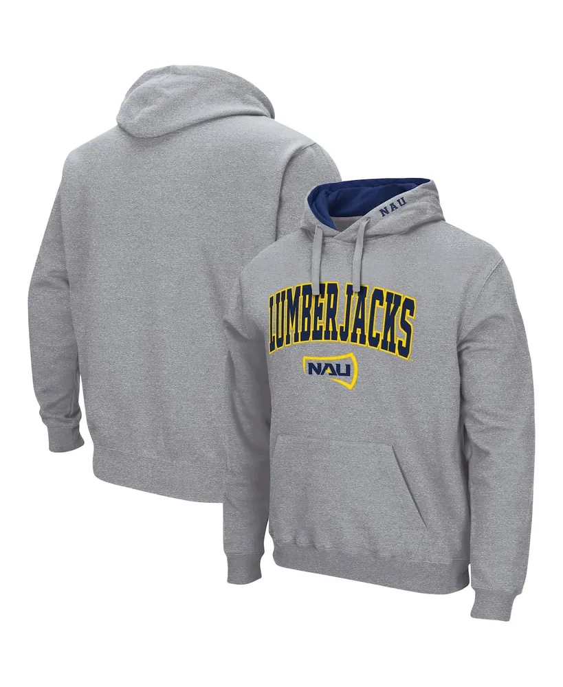 Men's Colosseum Heathered Gray Northern Arizona Lumberjacks Arch and Logo Pullover Hoodie