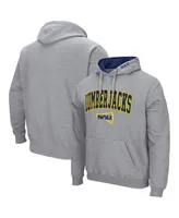 Men's Colosseum Heathered Gray Northern Arizona Lumberjacks Arch and Logo Pullover Hoodie