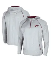 Men's Colosseum Heathered Gray Virginia Tech Hokies Timeline Raglan Quarter-Zip Hoodie