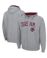 Men's Colosseum Heathered Gray Texas A M Aggies Arch Logo 3.0 Full-Zip Hoodie