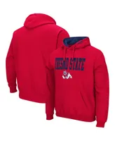 Men's Colosseum Red Fresno State Bulldogs Arch And Logo Pullover Hoodie