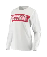 Women's Pressbox White Wisconsin Badgers Big Block Whiteout Long Sleeve T-shirt