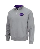 Men's Colosseum Heathered Gray Kansas State Wildcats Tortugas Team Logo Quarter-Zip Jacket