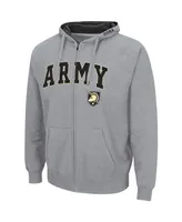 Men's Colosseum Heathered Gray Army Black Knights Arch & Logo 3.0 Full-Zip Hoodie