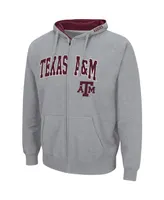 Men's Colosseum Heathered Gray Texas A M Aggies Arch Logo 3.0 Full-Zip Hoodie