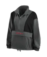 Women's Wear by Erin Andrews Charcoal Washington Capitals Popover Packable Half-Zip Jacket