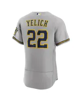 Men's Nike Christian Yelich Gray Milwaukee Brewers Road Authentic Player Logo Jersey