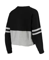 Women's Black, Heather Gray Oregon Ducks Cropped Retro Jersey Long Sleeve T-shirt