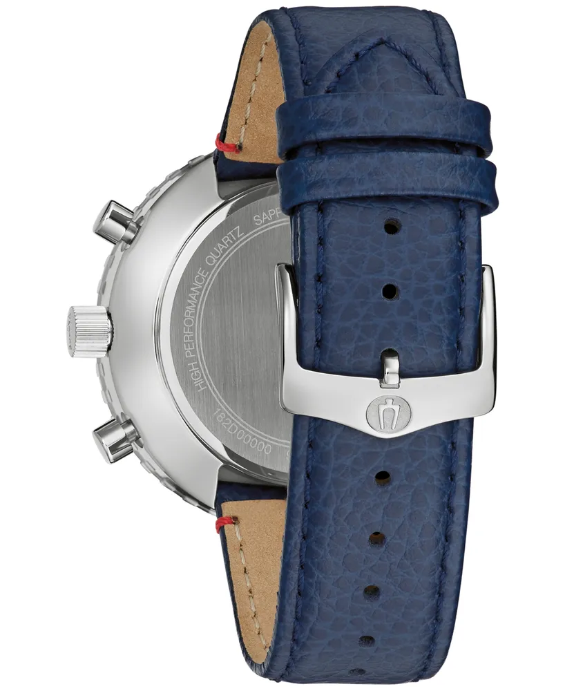 Bulova Men's Archive Series Chronograph C Blue Leather Strap Watch 46mm