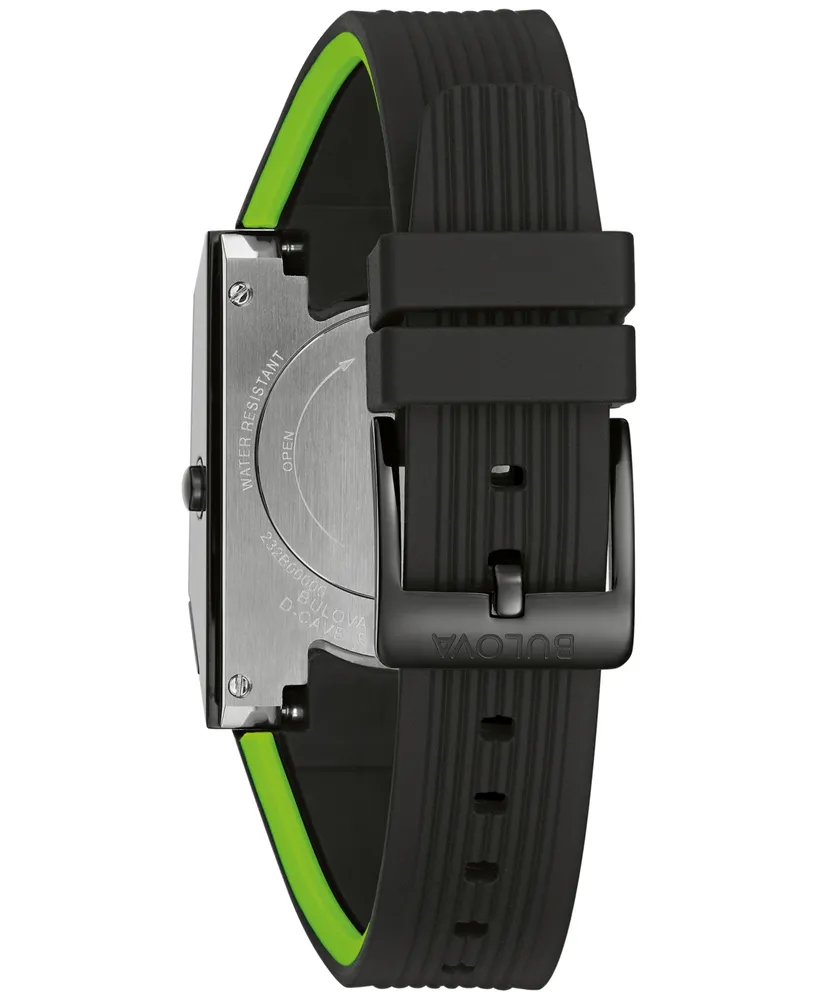 Bulova Men's Computron D-Cave Digital Black Silicone Strap Watch 31mm