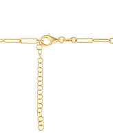 Padlock Paperclip Link Pendant 18" Necklace in 14k Gold-Plated Sterling Silver