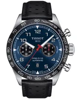 Tissot Men's Prs 516 Automatic Chronograph Black Leather Strap Watch 45mm