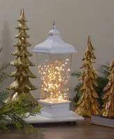 12" Battery Operated Tapered Lantern with Rice Lights Tabletop Decoration