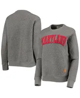 Women's Pressbox Heathered Gray Maryland Terrapins Moose Applique Quilted Pullover Sweatshirt