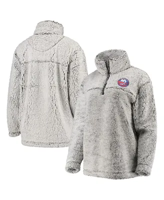 Women's G-iii 4Her by Carl Banks Gray New York Islanders Sherpa Quarter-Zip Pullover Jacket