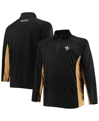 Men's Fanatics Black, Gold New Orleans Saints Big and Tall Polyester Quarter-Zip Raglan Jacket