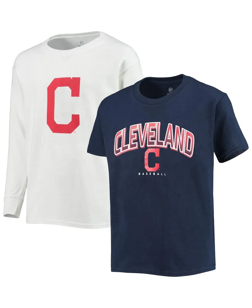 Cleveland Indians Youth Navy Allover Print Long Sleeve T-Shirt