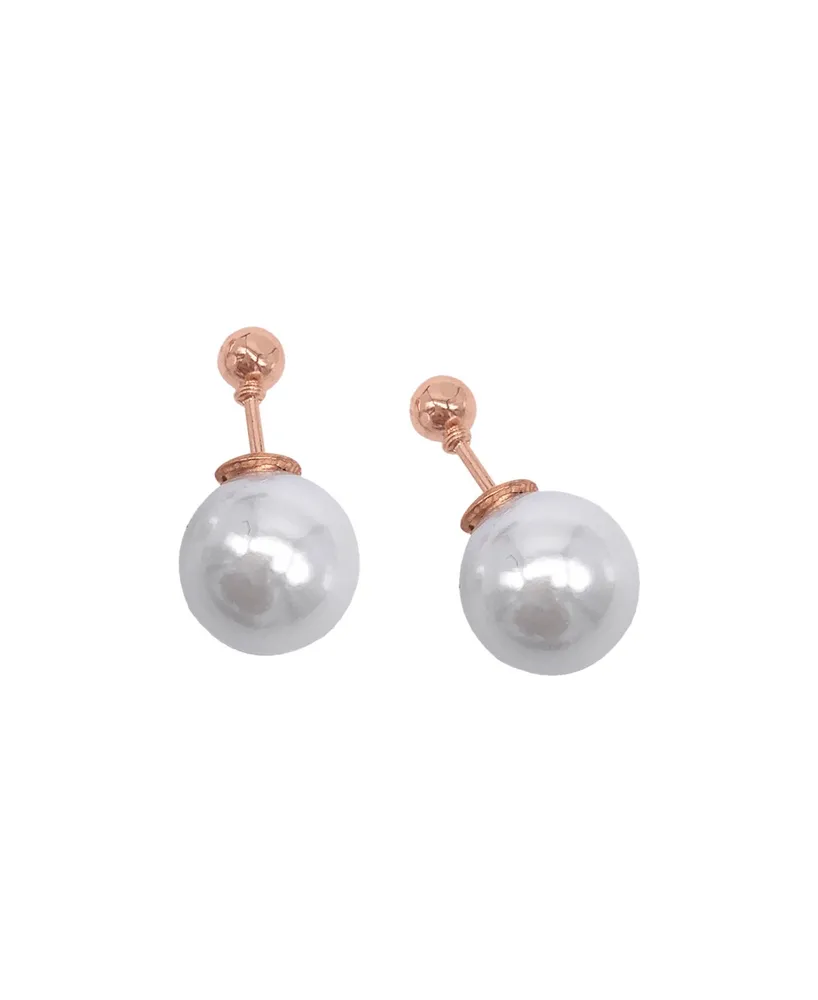 Adornia Rose Gold Imitation Pearl Double-Sided Ball Earrings