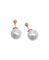Adornia Rose Gold Imitation Pearl Double-Sided Ball Earrings