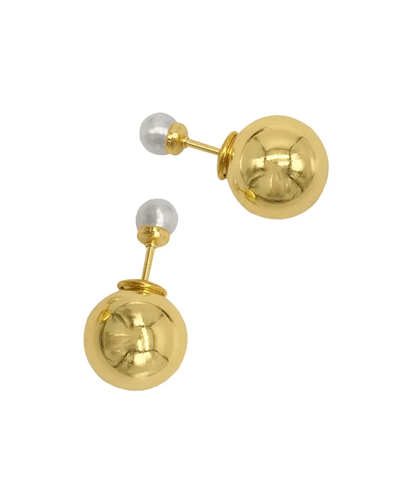 Adornia Gold Imitation Pearl Double-Sided Ball Earrings