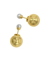 Adornia Gold Imitation Pearl Double-Sided Ball Earrings