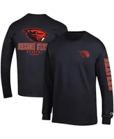 Men's Champion Black Oregon State Beavers Team Stack Long Sleeve T-shirt