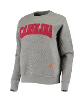 Women's Pressbox Heathered Gray South Carolina Gamecocks Moose Applique Quilted Pullover Sweatshirt