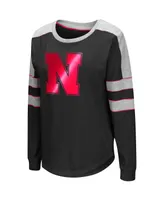 Women's Colosseum Black Nebraska Huskers Trey Dolman Long Sleeve T-shirt