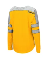 Women's Colosseum Gold West Virginia Mountaineers Trey Dolman Long Sleeve T-shirt