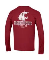 Men's Champion Crimson Washington State Cougars Team Stack Long Sleeve T-shirt